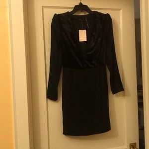 Free People Naomi Mini Dress (black velvet)